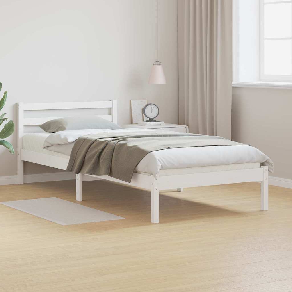 vidaXL Ramka łóżka Biały 225,5 x 85,5 x 69,5 cm Lite drewno sosnowe