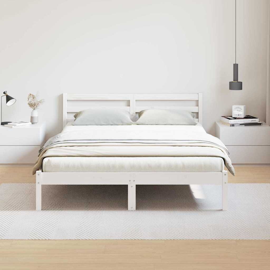 vidaXL Ramka łóżka Biały 225,5 x 145,5 x 69,5 cm Lite drewno sosnowe