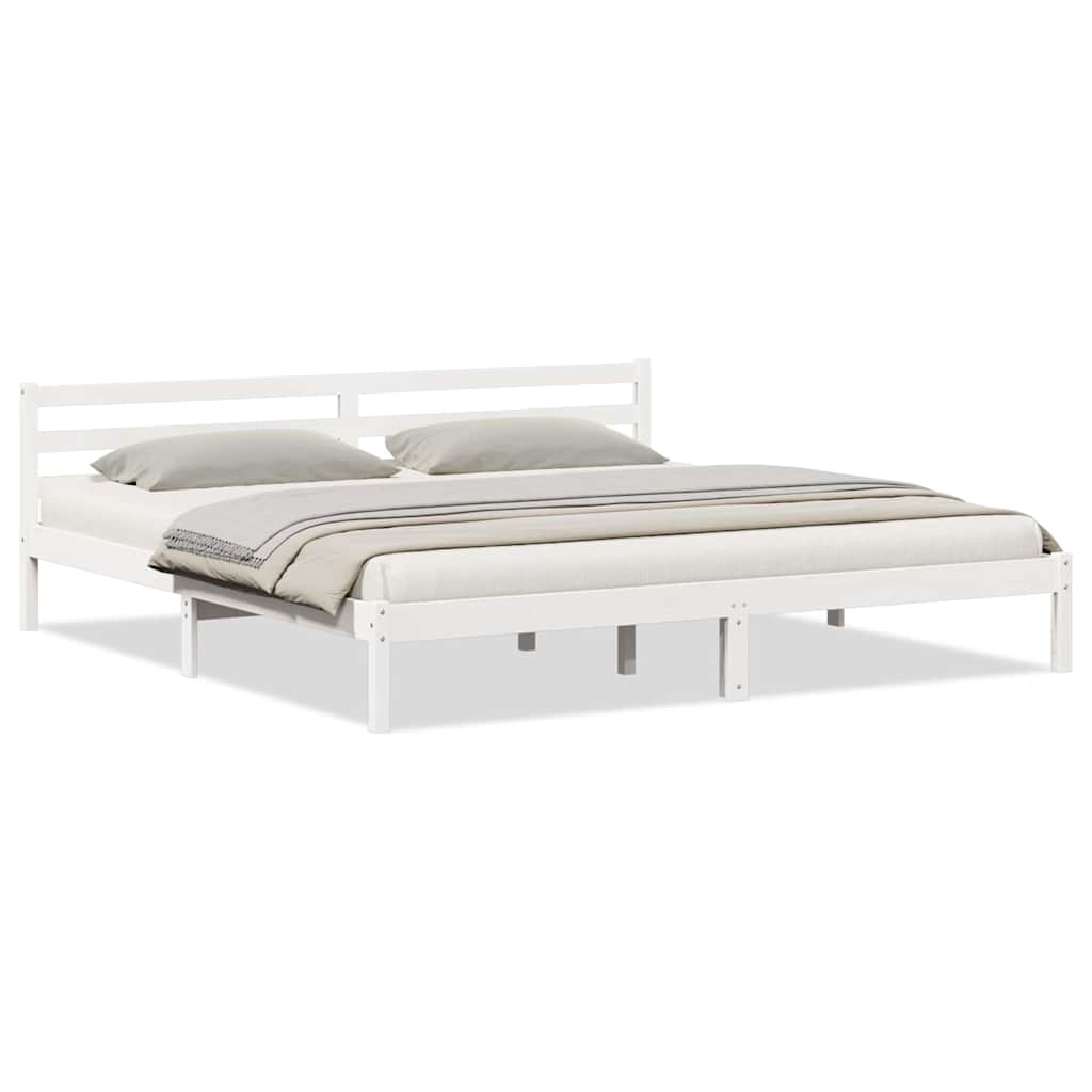 vidaXL Ramka łóżka Biały 225,5 x 185,5 x 69,5 cm Lite drewno sosnowe