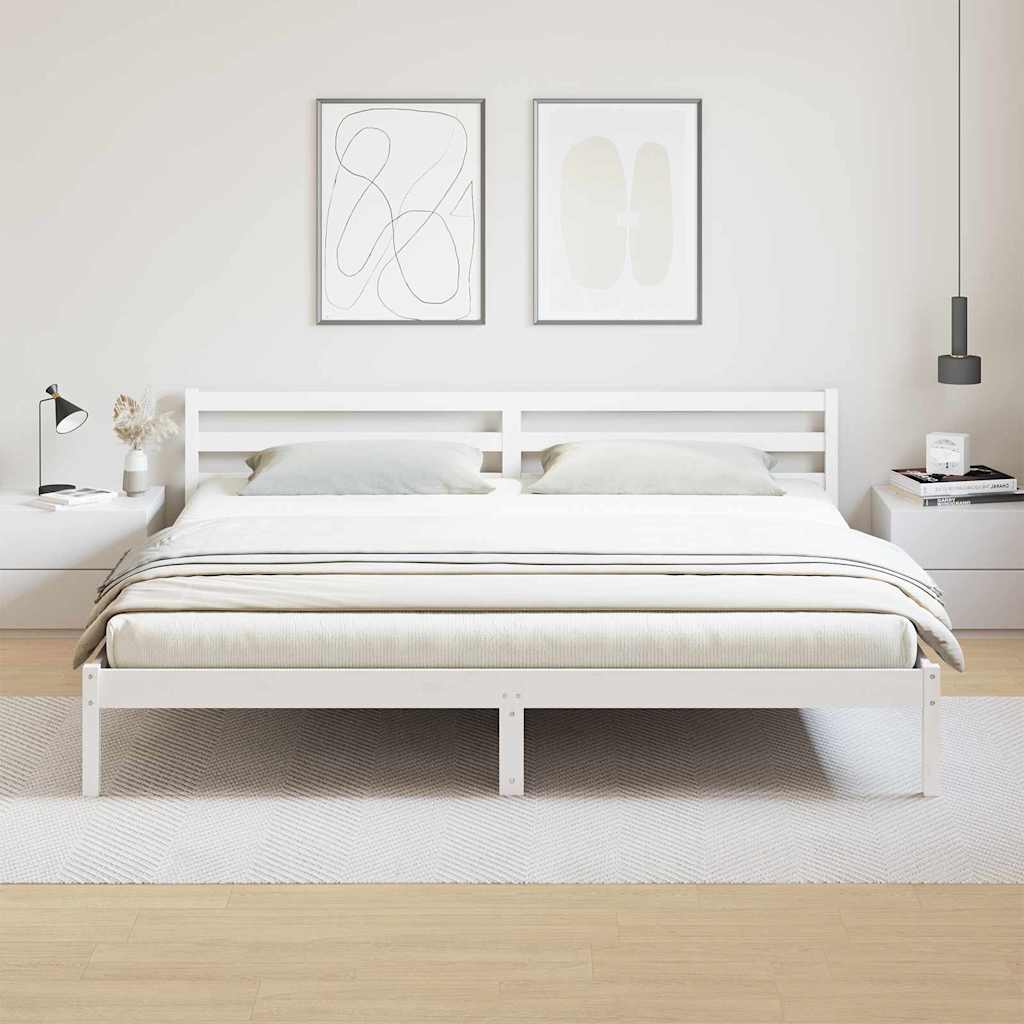 vidaXL Ramka łóżka Biały 225,5 x 205,5 x 69,5 cm Lite drewno sosnowe