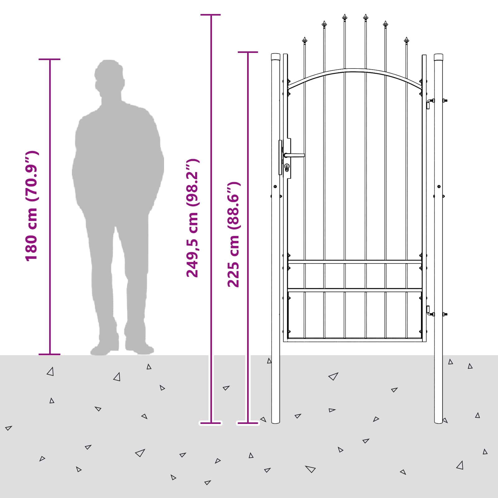 vidaXL Brama ogrodowa Z blokadą Woerden Szary 200 x 100 cm Stal