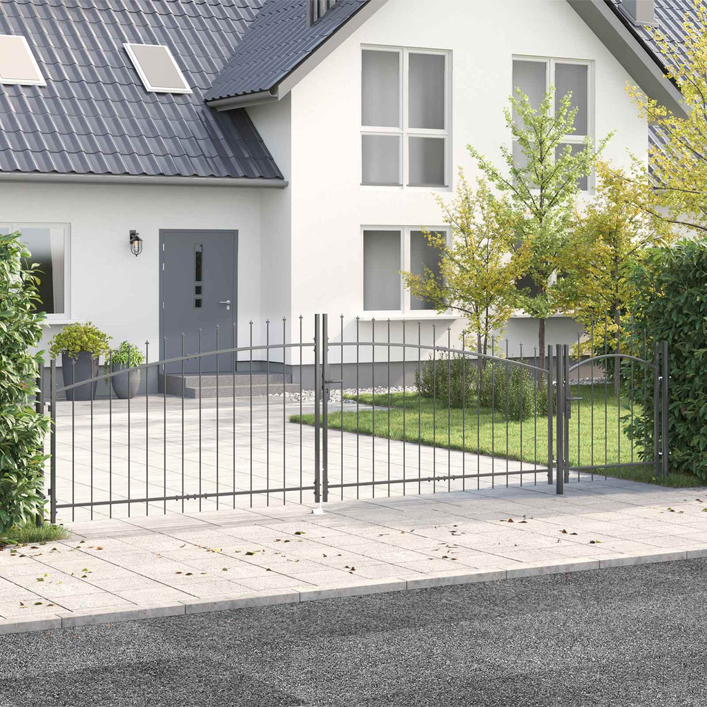 vidaXL Brama ogrodowa Z blokadą Woerden Szary 100 x 500 cm Stal