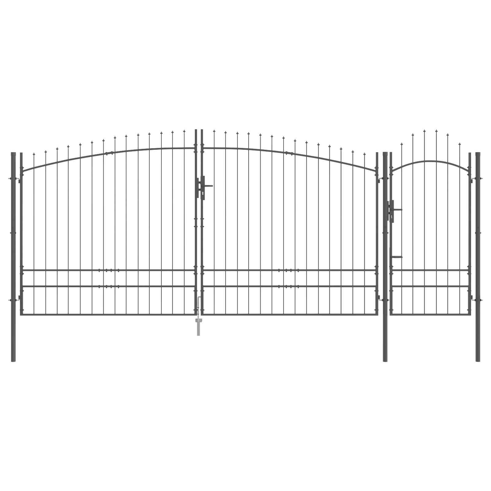 vidaXL Brama ogrodowa Z blokadą Woerden Szary 195 x 500 cm Stal