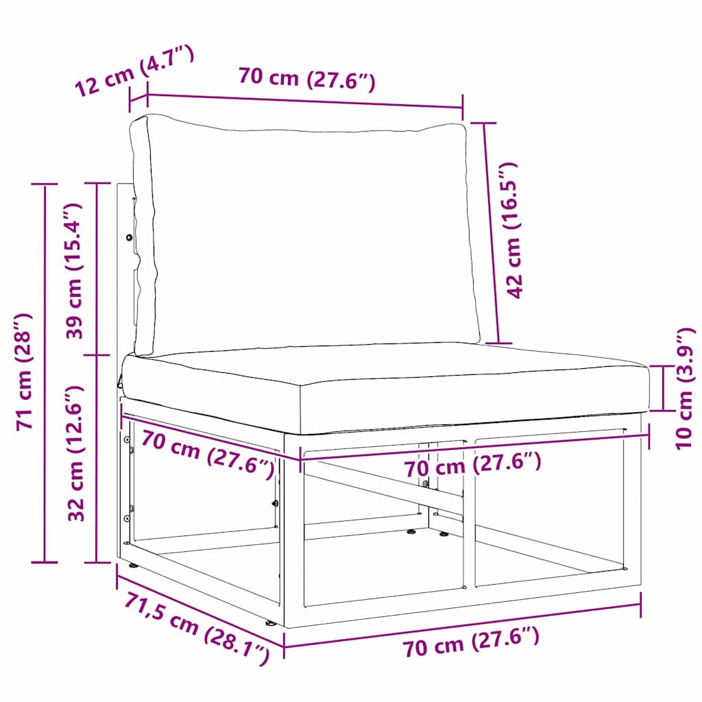 vidaXL Meble Ogrodowe Czarny i antracyt 70 x 71,5 x 71 cm Metal