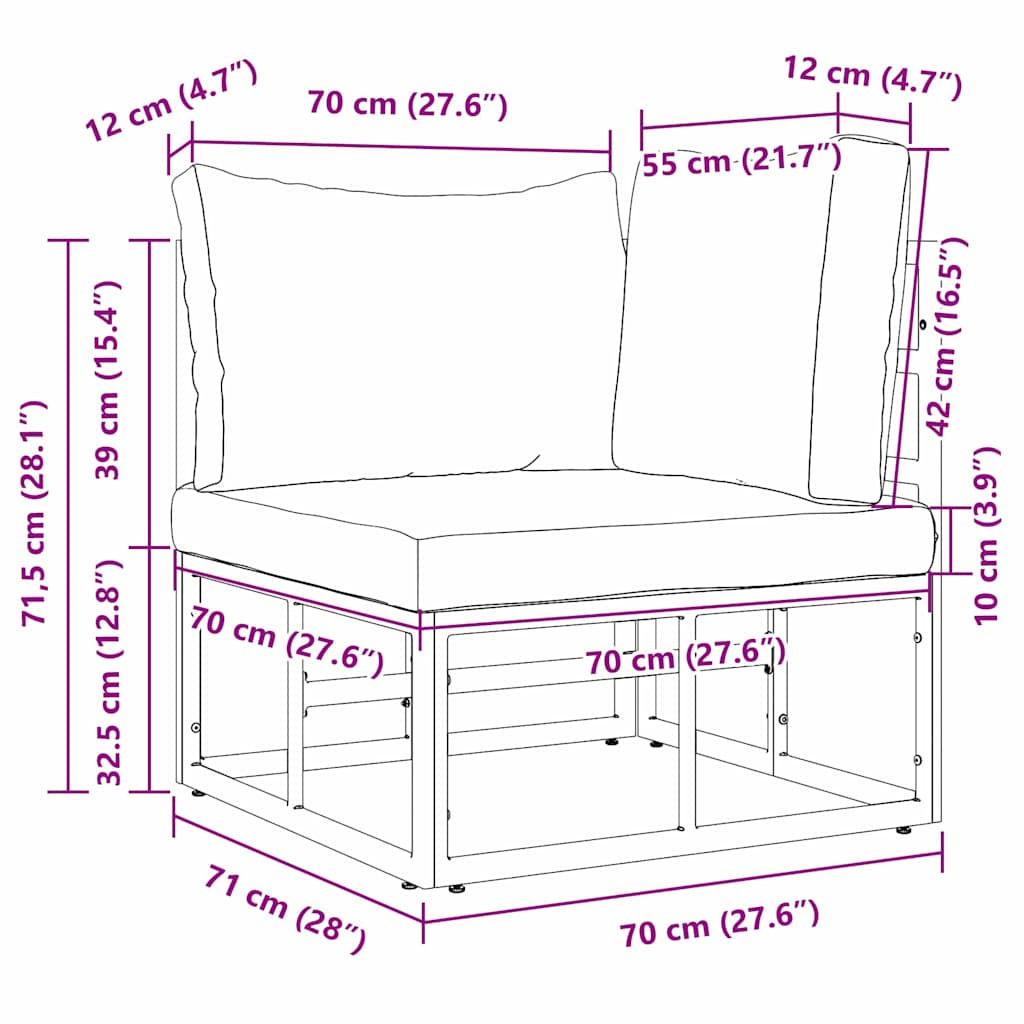 vidaXL Meble Ogrodowe Czarny i antracyt 71,5 x 71,5 x71 cm Metal
