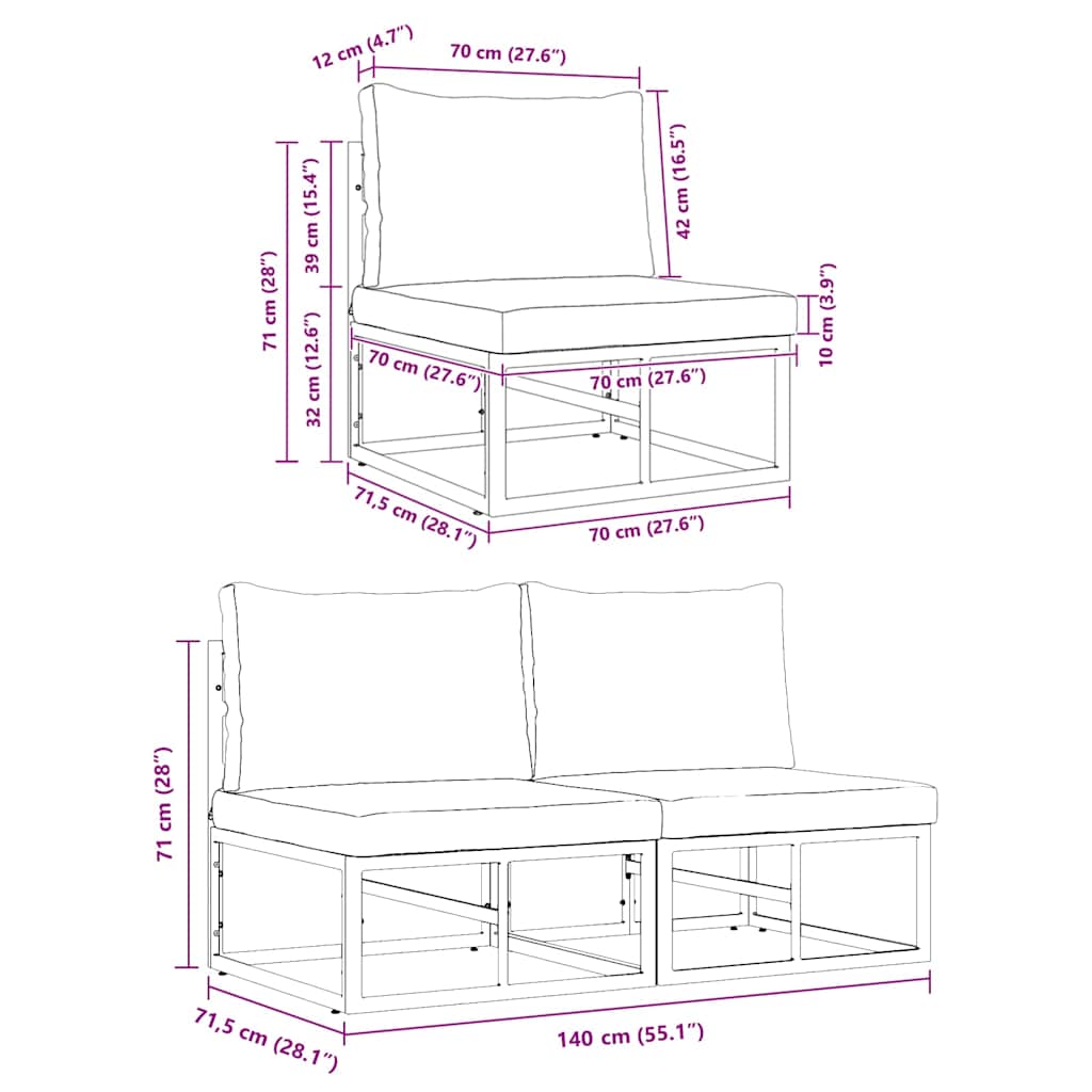 vidaXL Meble Ogrodowe 2 Sztuka Czarny i antracyt 70 x 71,5 x 71 cm