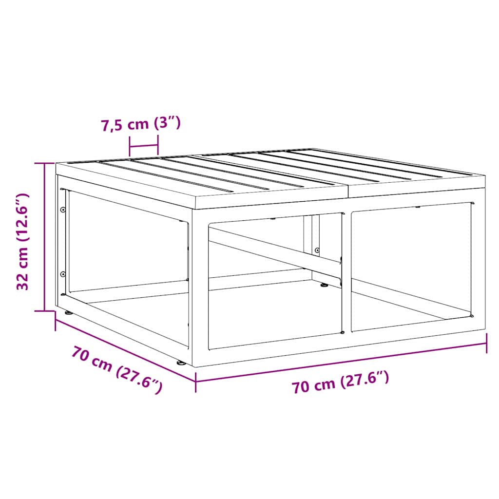 vidaXL Meble Ogrodowe Czarny 70 x 70 x32 cm Metal
