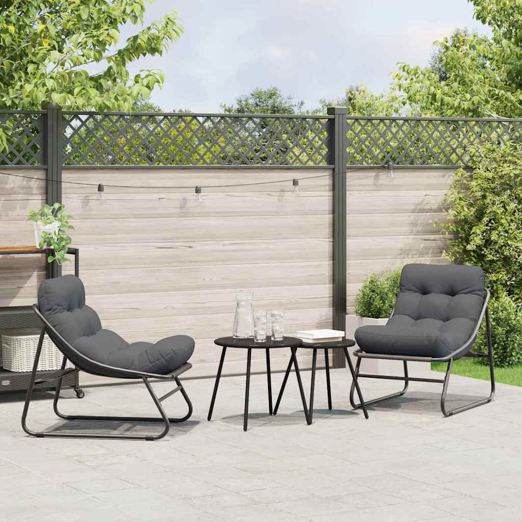 vidaXL Meble ogrodowe z poduszką 2 pcs Czarny 60,5 x 81 x 71 cm