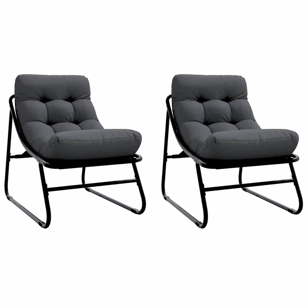 vidaXL Meble ogrodowe z poduszką 2 pcs Czarny 60,5 x 81 x 71 cm