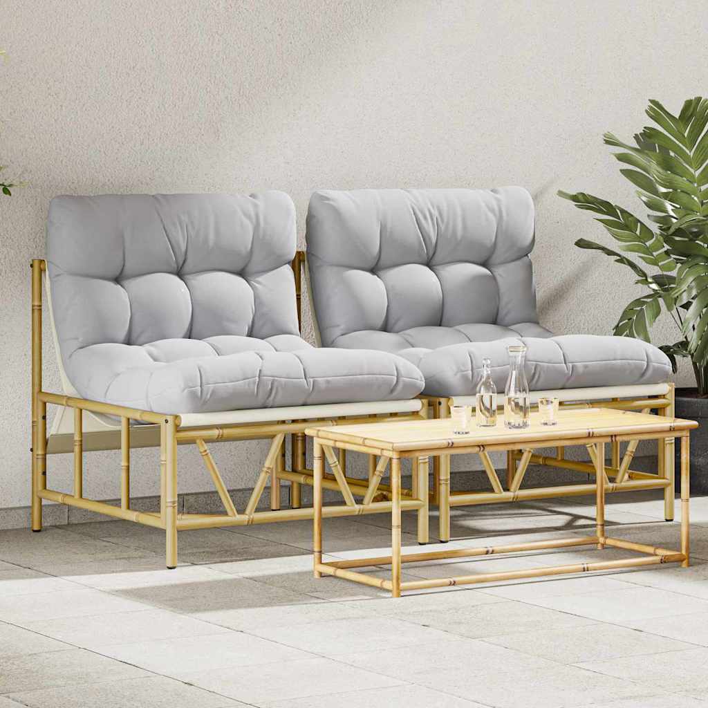 vidaXL Siedziska na zewnątrz z poduszką 2 pcs Jasnoszary Stal