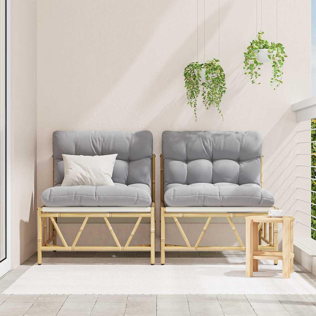 vidaXL Siedziska na zewnątrz z poduszką 2 pcs Jasnoszary Stal