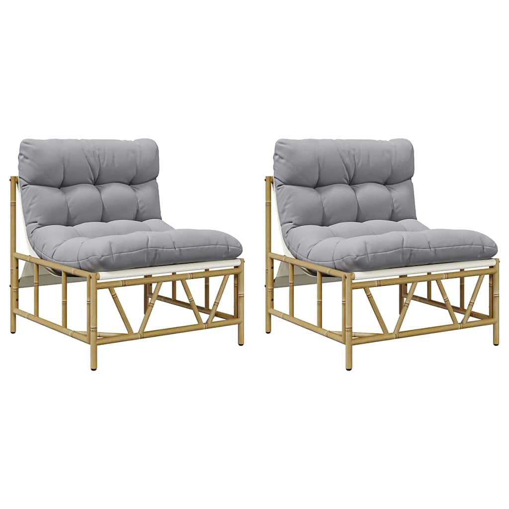 vidaXL Siedziska na zewnątrz z poduszką 2 pcs Jasnoszary Stal