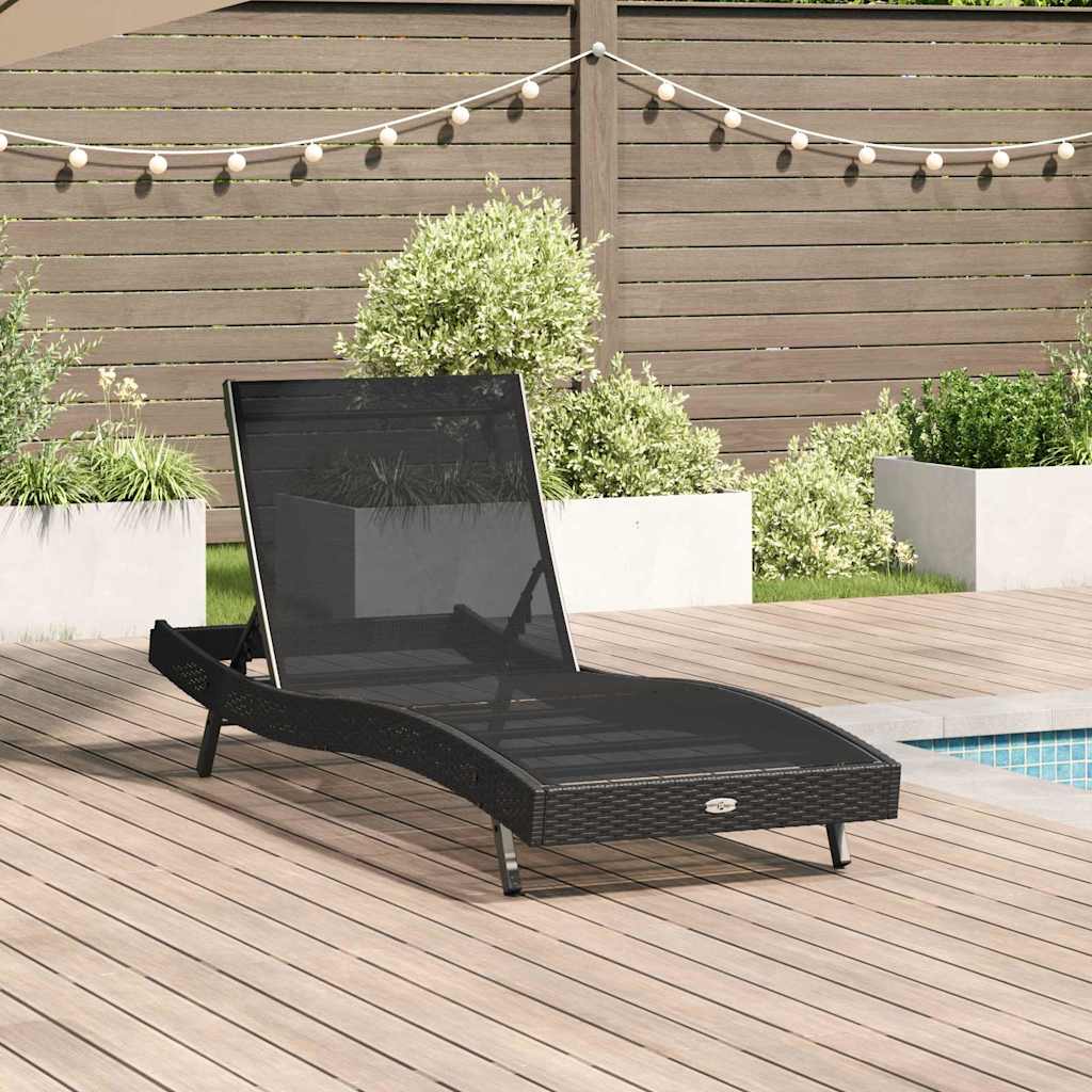 vidaXL Leżak Czarny 197 x 70 x 82 cm polirattan
