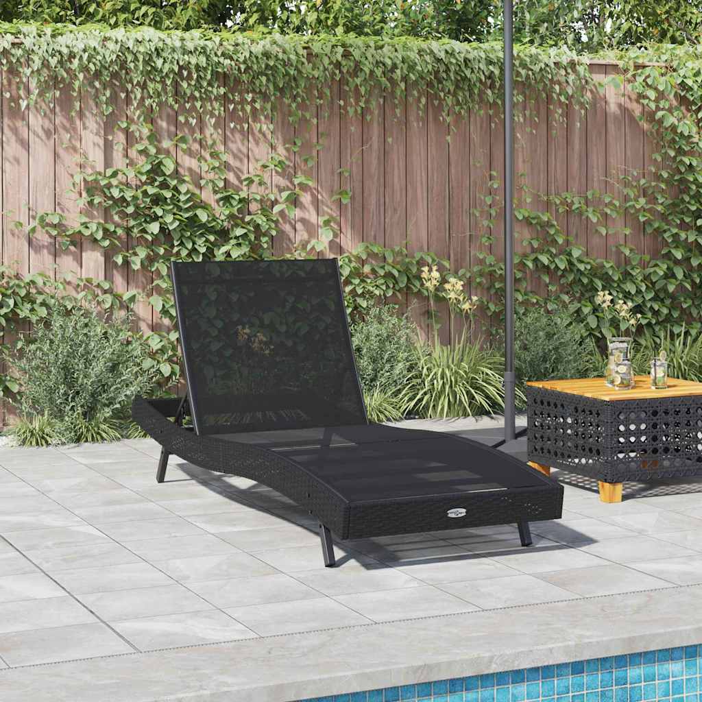 vidaXL Leżak Czarny 197 x 70 x 82 cm polirattan