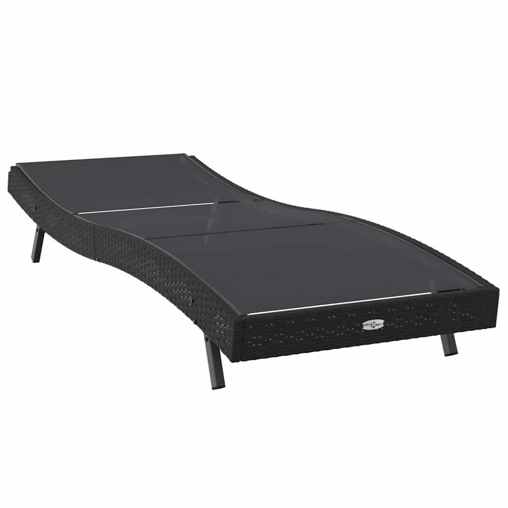 vidaXL Leżak Czarny 197 x 70 x 82 cm polirattan