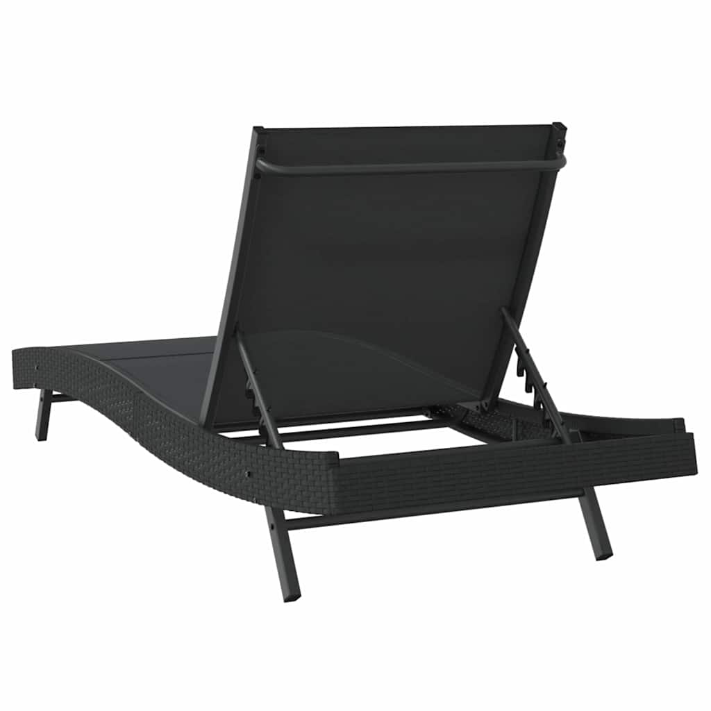 vidaXL Leżak Czarny 197 x 70 x 82 cm polirattan