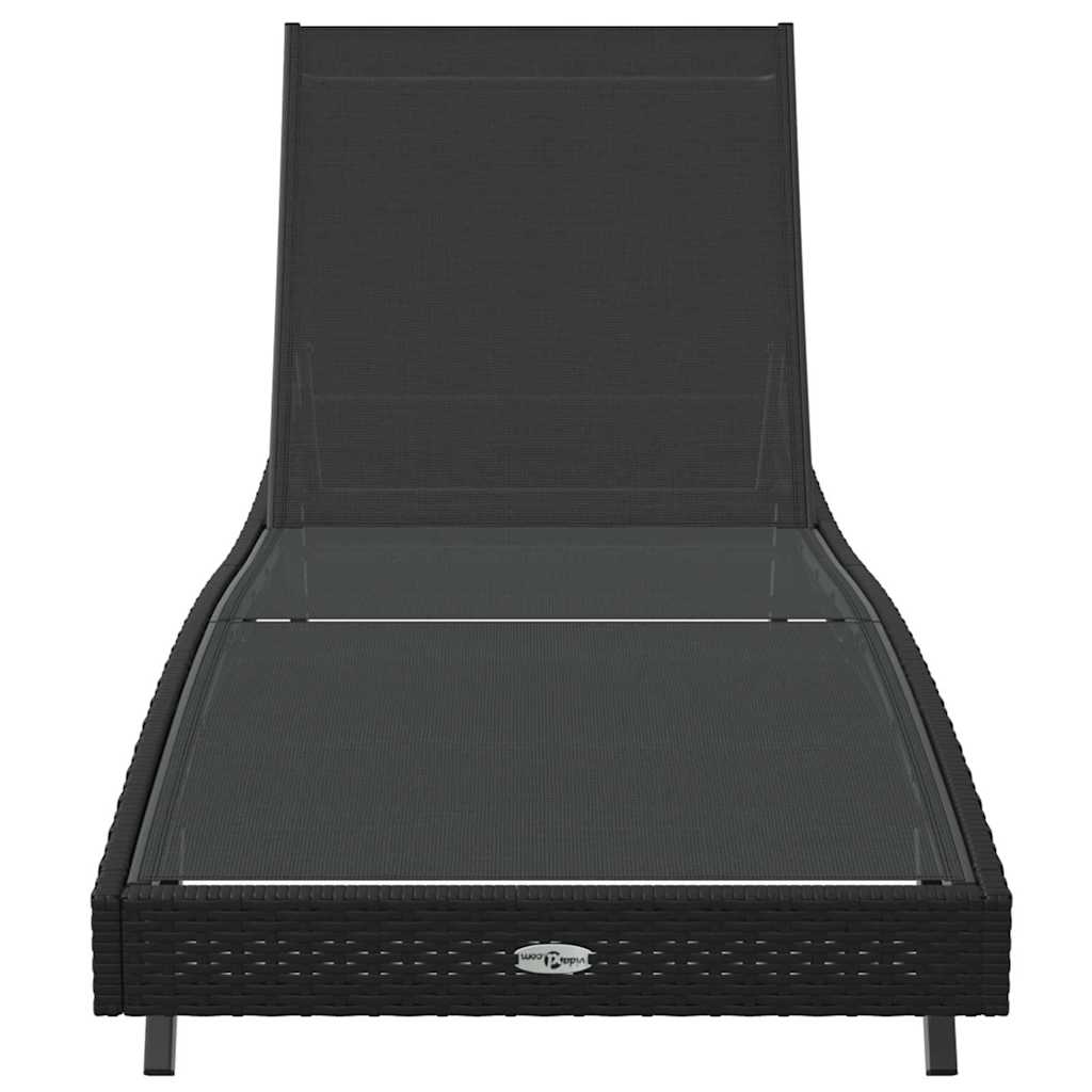 vidaXL Leżak Czarny 197 x 70 x 82 cm polirattan