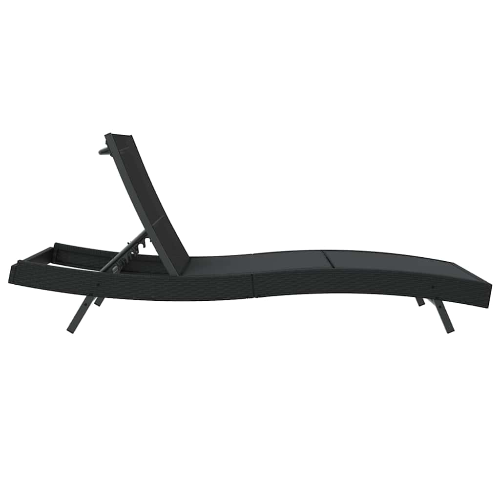 vidaXL Leżak Czarny 197 x 70 x 82 cm polirattan