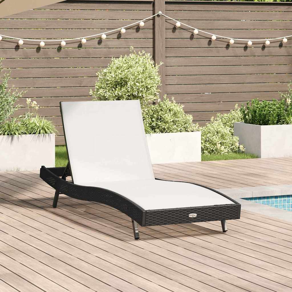 vidaXL Leżak Czarny i Biały 197 x 70 x 82 cm polirattan