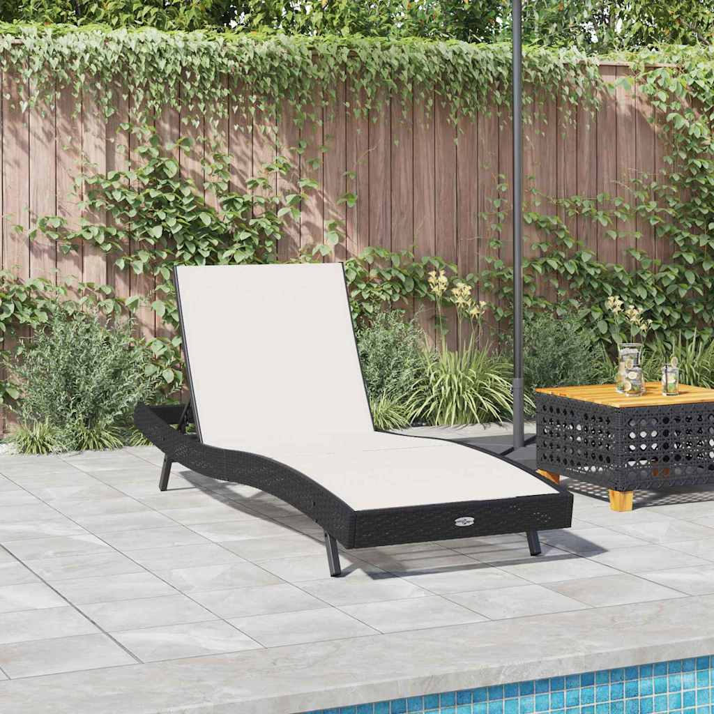 vidaXL Leżak Czarny i Biały 197 x 70 x 82 cm polirattan
