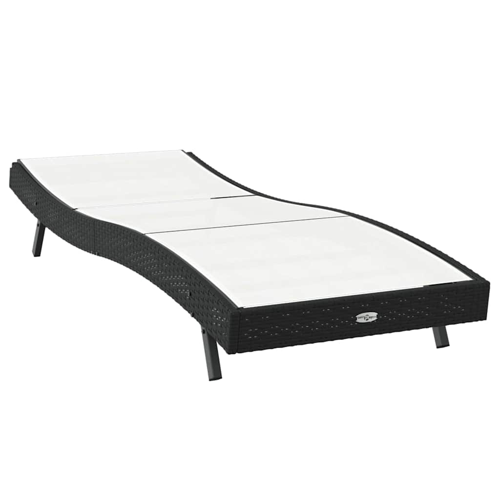 vidaXL Leżak Czarny i Biały 197 x 70 x 82 cm polirattan
