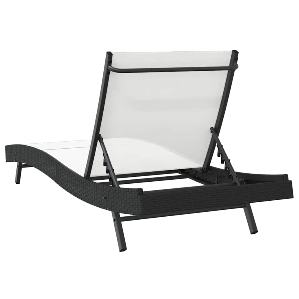 vidaXL Leżak Czarny i Biały 197 x 70 x 82 cm polirattan