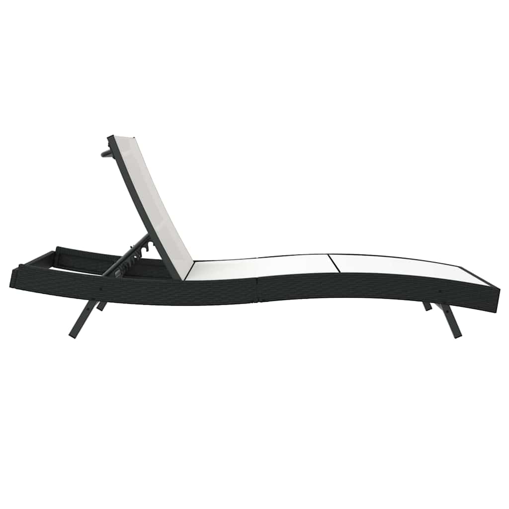 vidaXL Leżak Czarny i Biały 197 x 70 x 82 cm polirattan