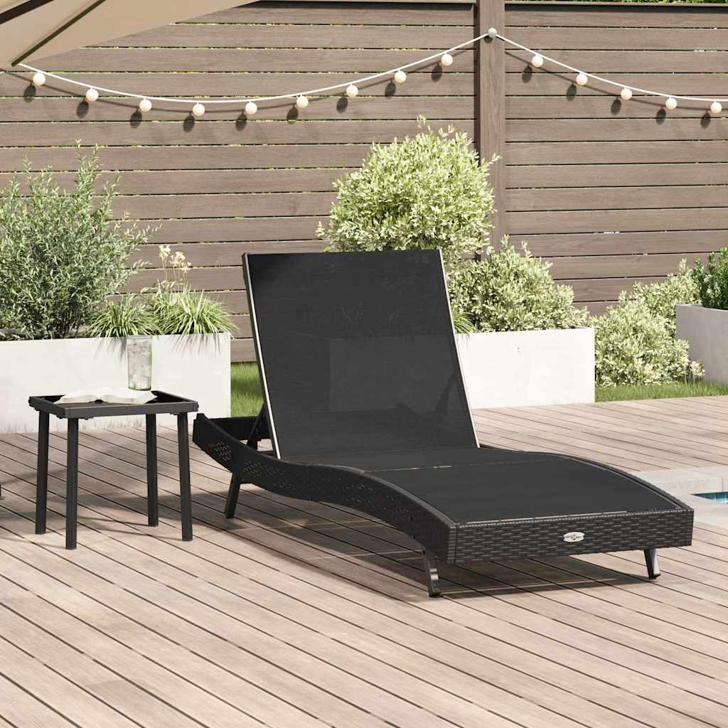 vidaXL Leżak 2 pcs Czarny polirattan