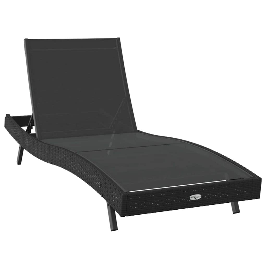 vidaXL Leżak 2 pcs Czarny polirattan
