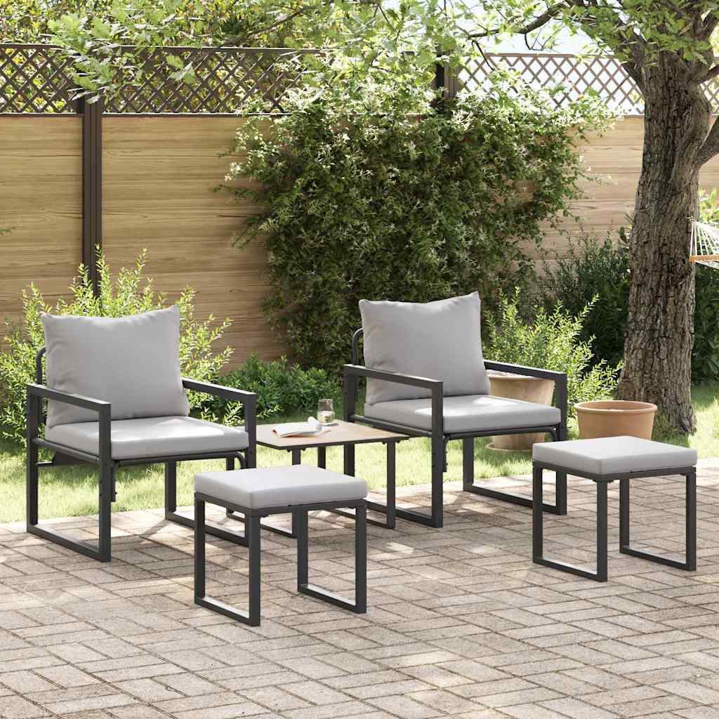 vidaXL Meble ogrodowe 4 pcs 2-Liczba miejsc Jasnoszary Poliester