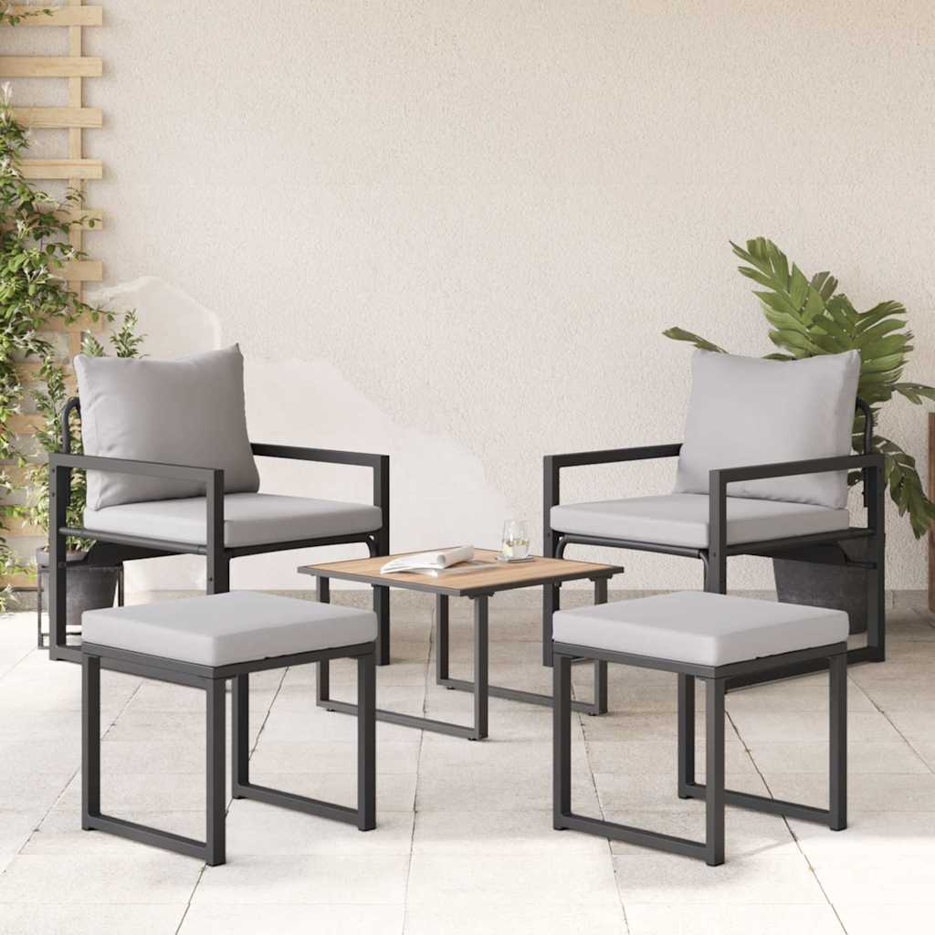 vidaXL Meble ogrodowe 4 pcs 2-Liczba miejsc Jasnoszary Poliester