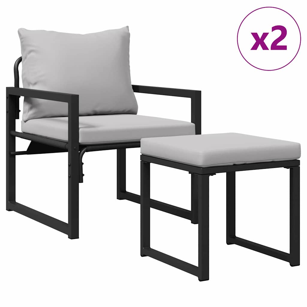 vidaXL Meble ogrodowe 4 pcs 2-Liczba miejsc Jasnoszary Poliester