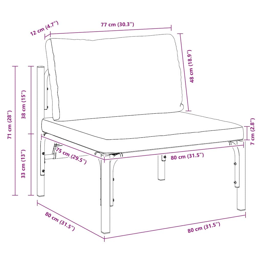vidaXL Meble Ogrodowe z poduszką Antracyt 80 x 80 x 71 cm Stal