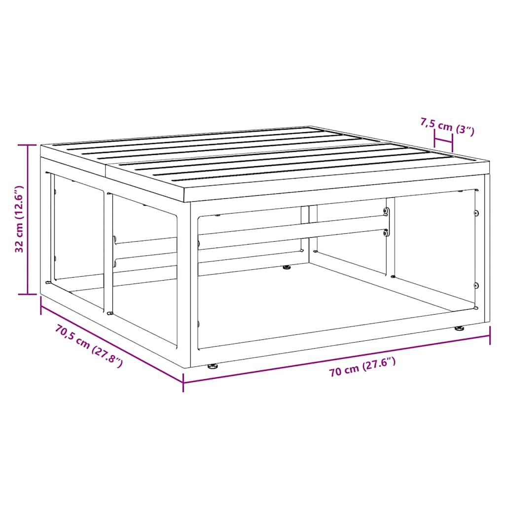 vidaXL Meble Ogrodowe Antracyt 70 x 70,5 x 32 cm Stal