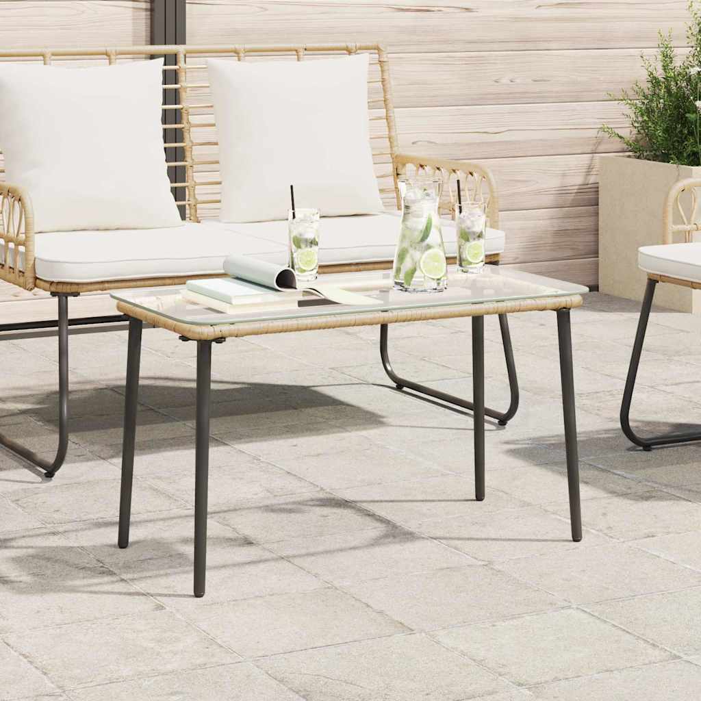 vidaXL Stół Ogrodowy Naturalny 80 x 40 x 45 cm polirattan