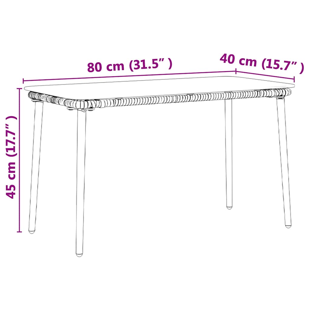 vidaXL Stół Ogrodowy Naturalny 80 x 40 x 45 cm polirattan
