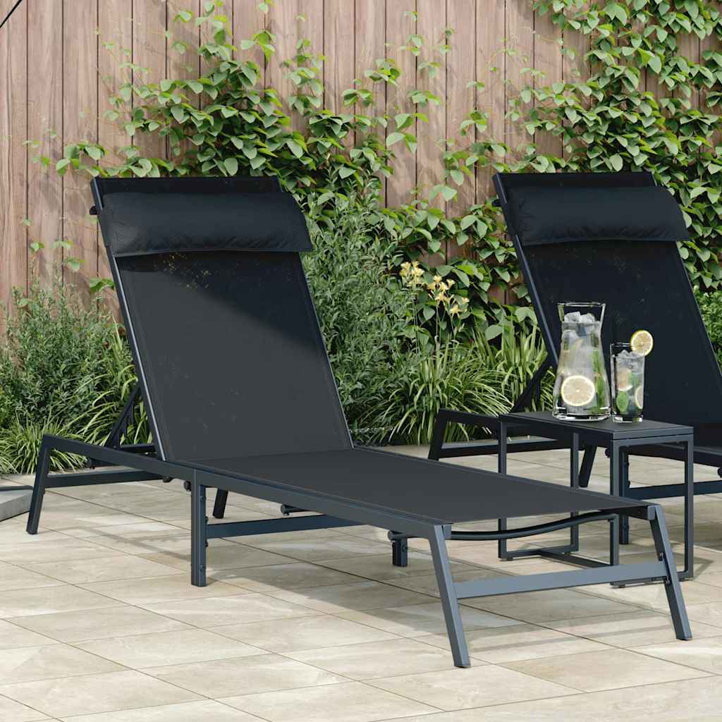 vidaXL Leżak 1-osoba Czarny i antracyt 197 x 54 x 86 cm Stal