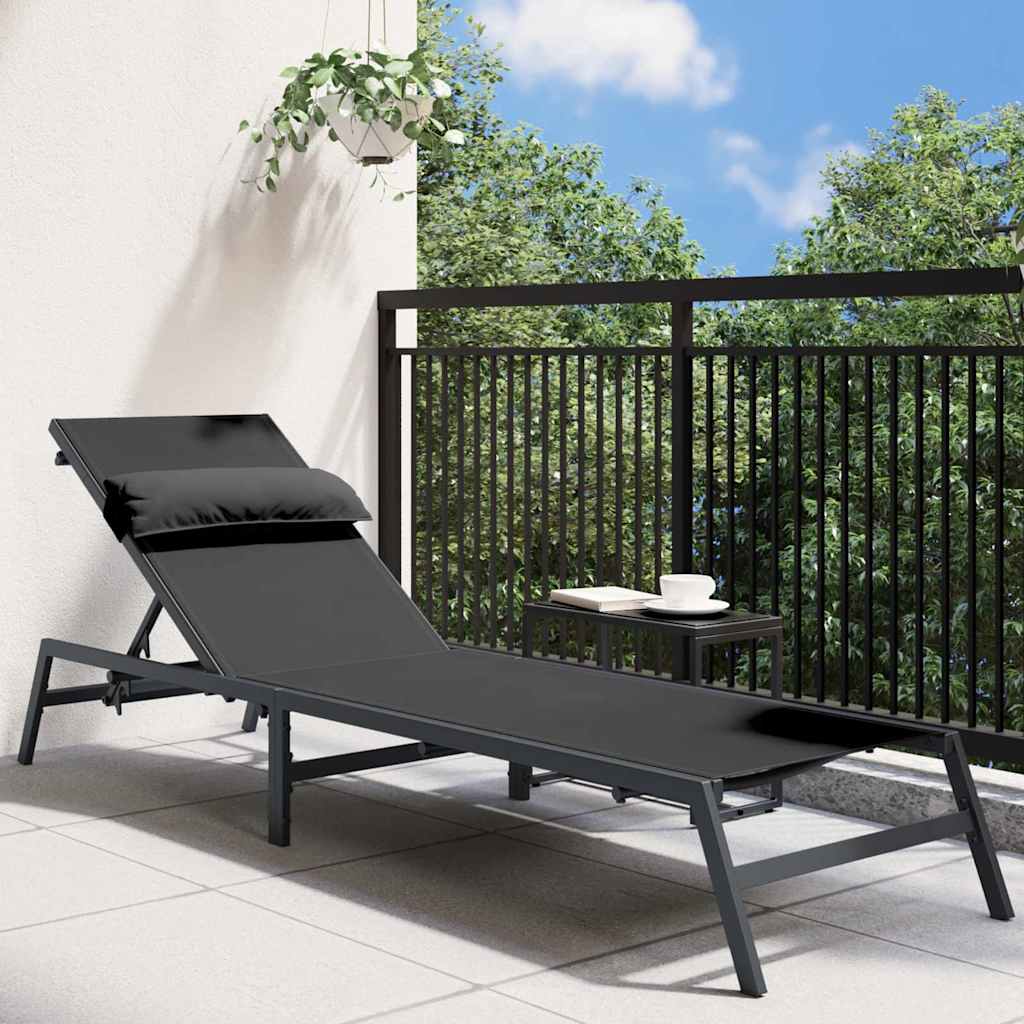 vidaXL Leżak 1-osoba Czarny i antracyt 197 x 54 x 86 cm Stal