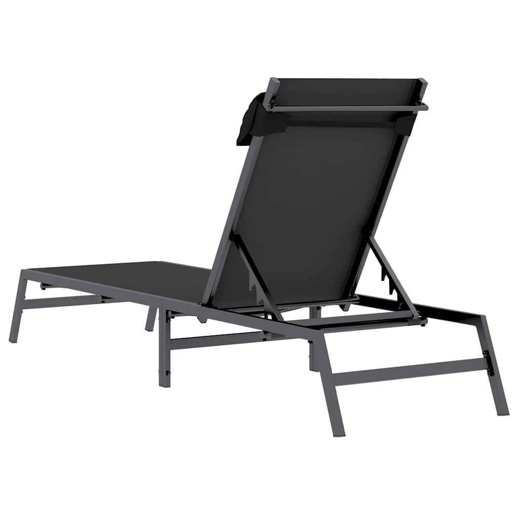 vidaXL Leżak 1-osoba Czarny i antracyt 197 x 54 x 86 cm Stal