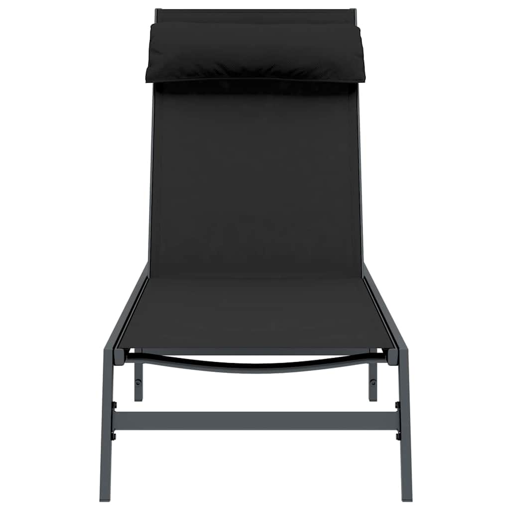 vidaXL Leżak 1-osoba Czarny i antracyt 197 x 54 x 86 cm Stal