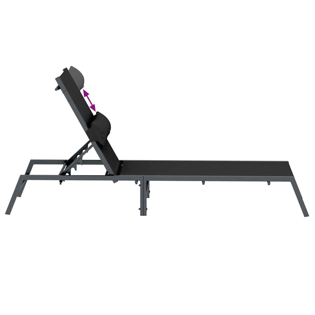 vidaXL Leżak 1-osoba Czarny i antracyt 197 x 54 x 86 cm Stal