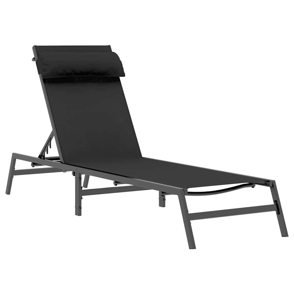 vidaXL Leżaki 2-osoba 3 pcs Czarny i antracyt Stal