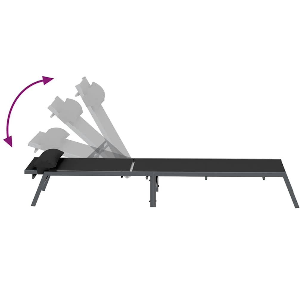 vidaXL Leżaki 2-osoba 3 pcs Czarny i antracyt Stal