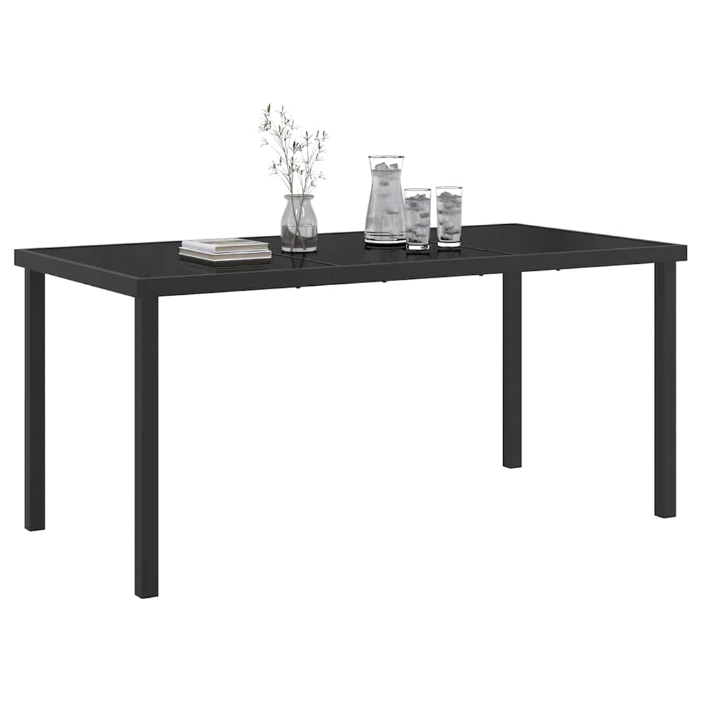 vidaXL Stół Ogrodowy Czarny 160 x 80 x 73 cm Metal
