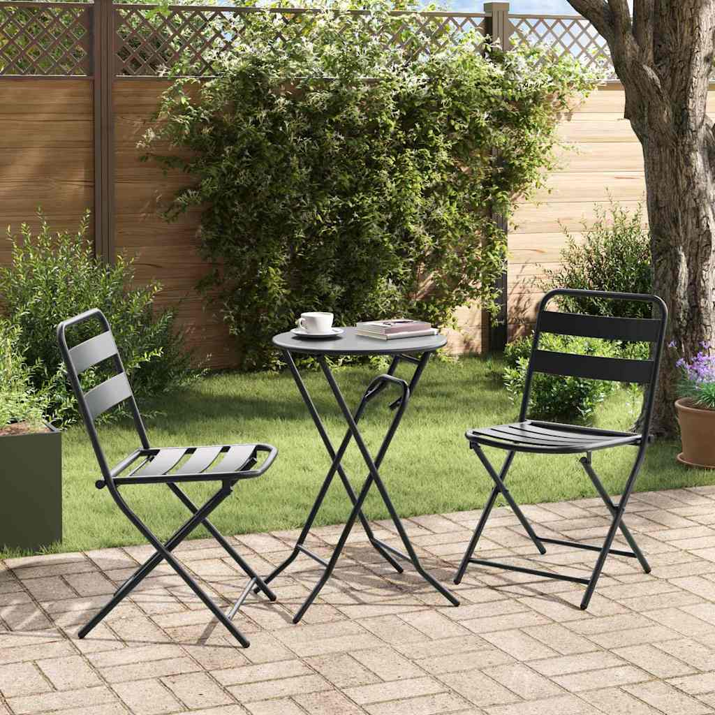 vidaXL Zestaw Bistro Ogrodowego 3 pcs Antracyt Stal