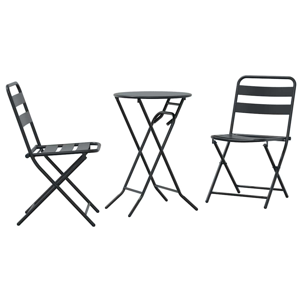 vidaXL Zestaw Bistro Ogrodowego 3 pcs Antracyt Stal