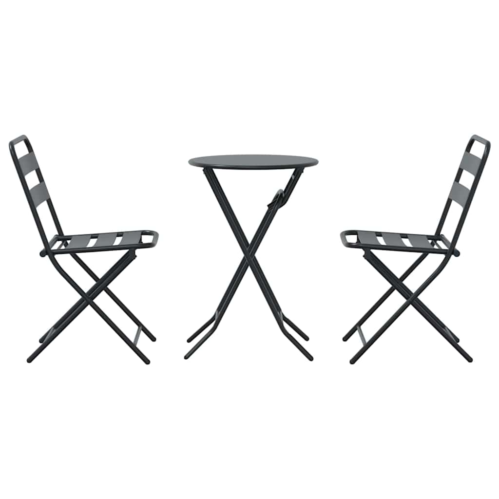 vidaXL Zestaw Bistro Ogrodowego 3 pcs Antracyt Stal