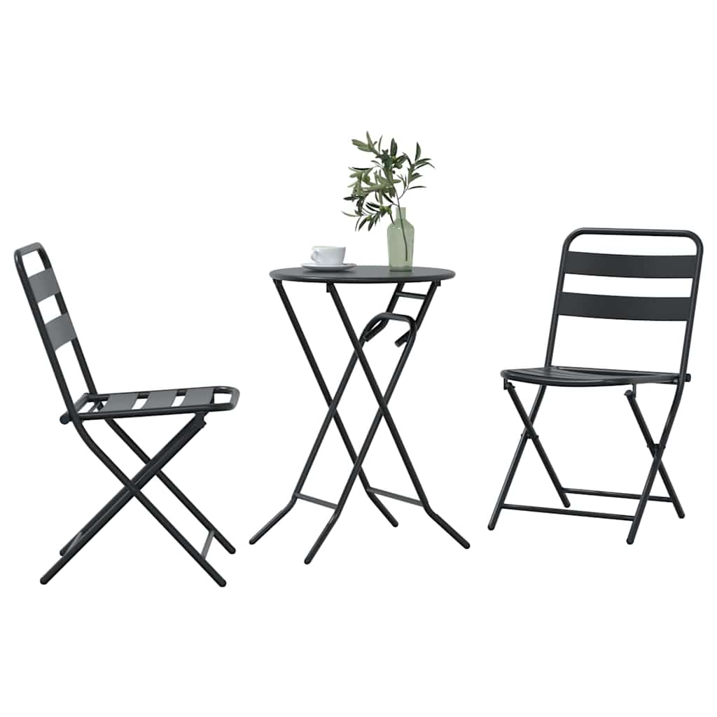 vidaXL Zestaw Bistro Ogrodowego 3 pcs Antracyt Stal