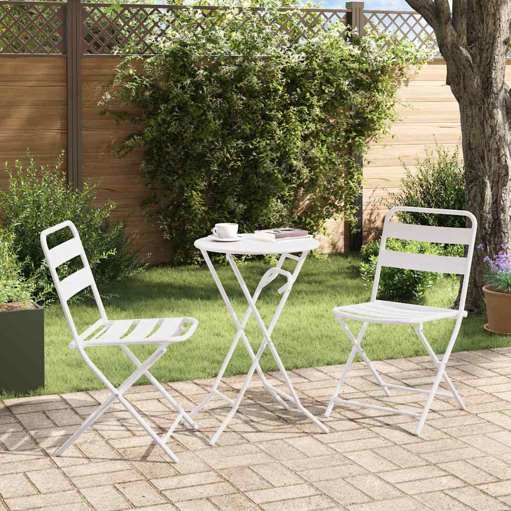 vidaXL Zestaw Bistro Ogrodowego 3 pcs Biały Stal