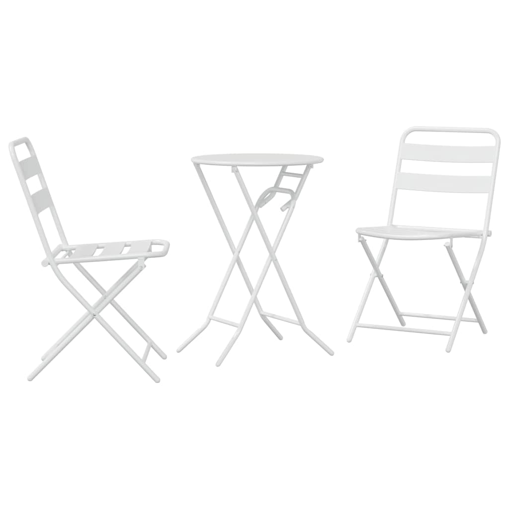 vidaXL Zestaw Bistro Ogrodowego 3 pcs Biały Stal